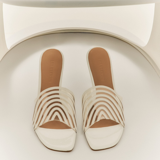 Farrah Mule Vinylite & White Patent Leather