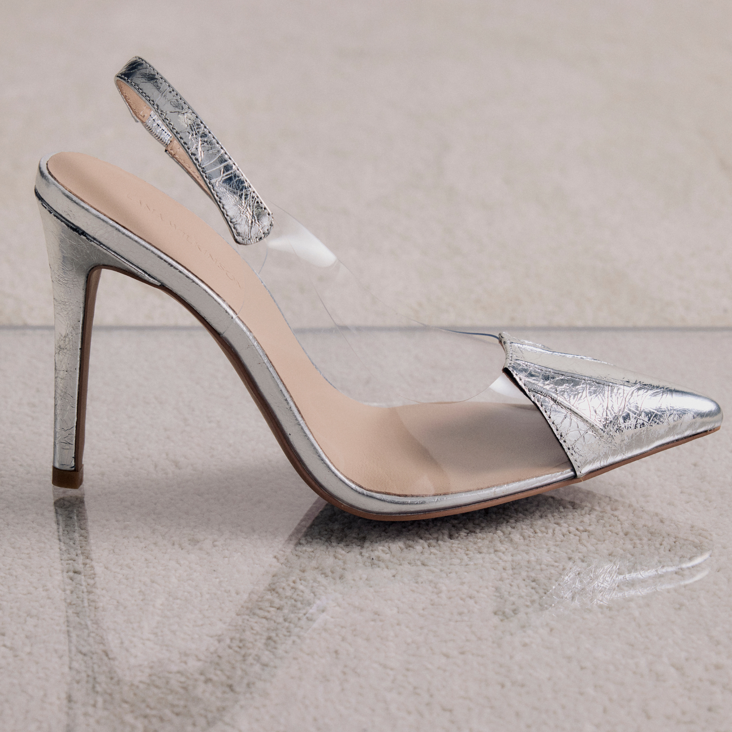 Romy Pump Vinylite & Silver Metallic Patent Leather