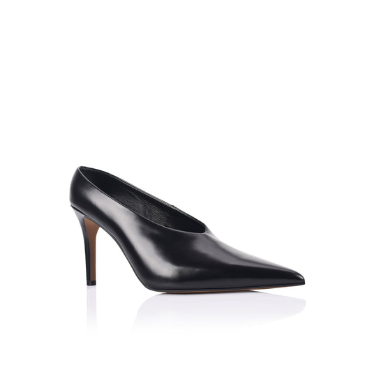 Ariana Pump Black High-Shine Leather - Lana Wilkinson