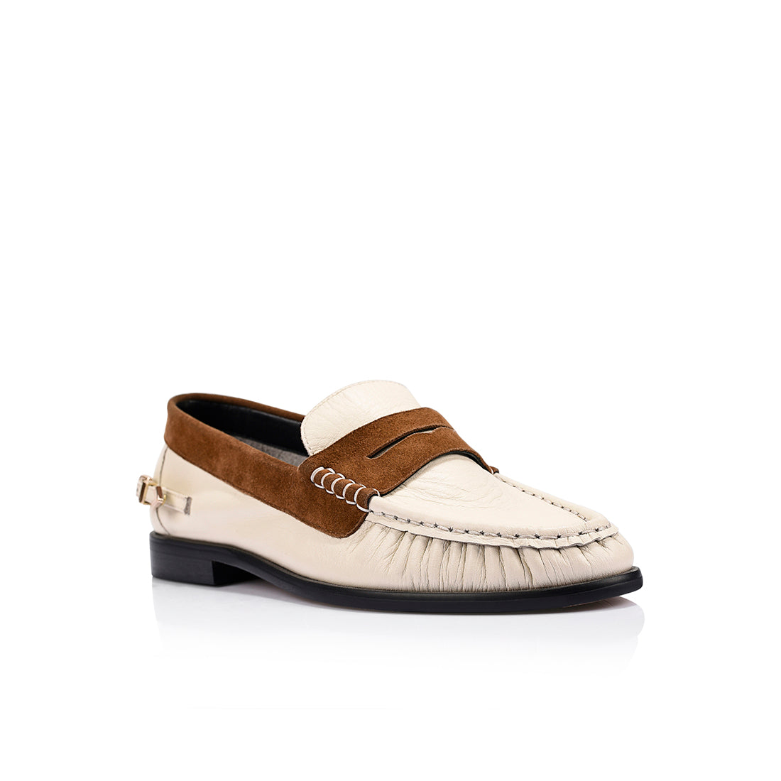 Addison Loafer Brown Suede & Ivory Leather - Lana Wilkinson