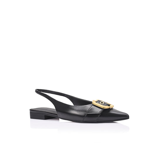Alison Flat Black Leather - Lana Wilkinson