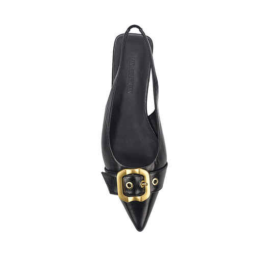 Alison Flat Black Leather - Lana Wilkinson