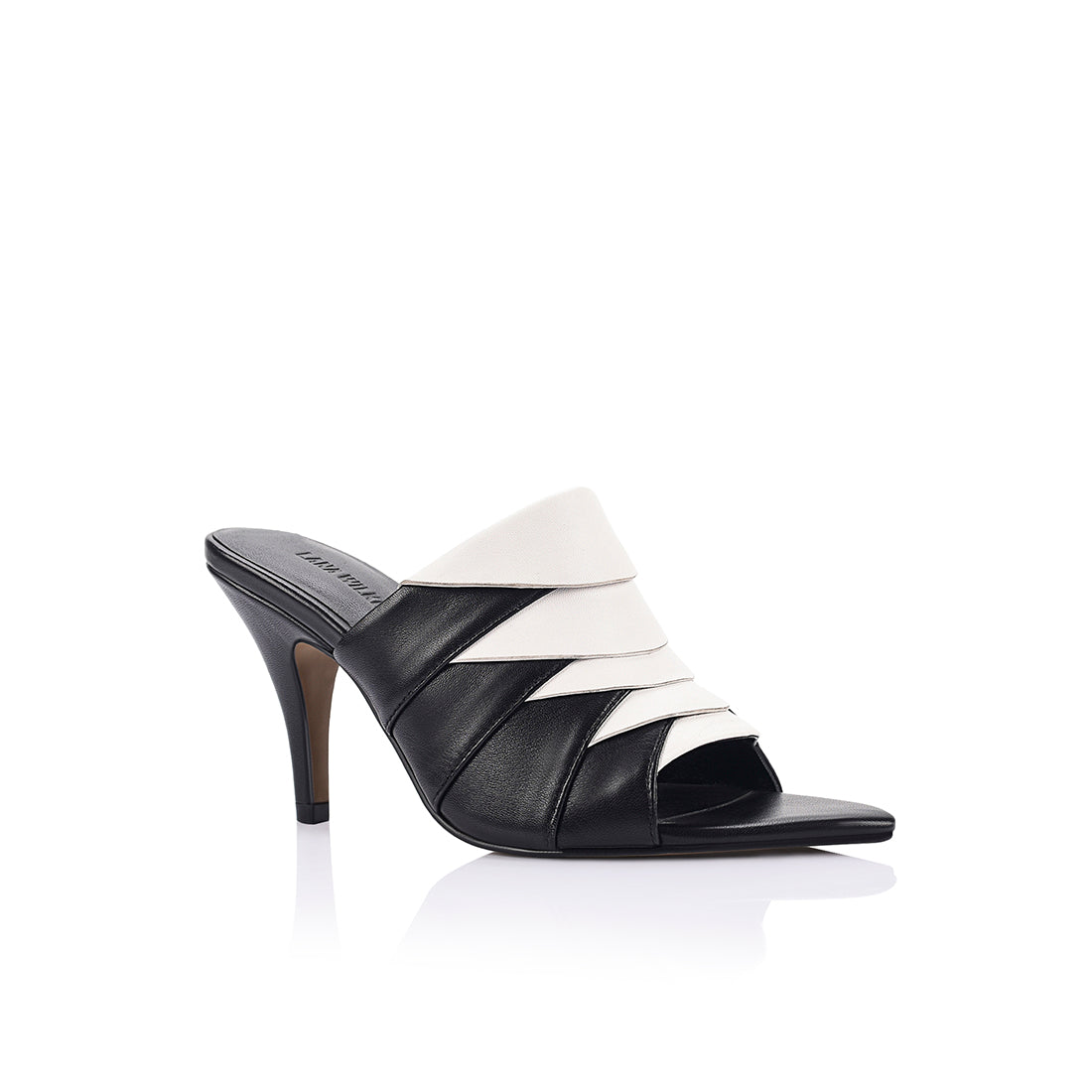 Ama Mule Black & White Leather - Lana Wilkinson