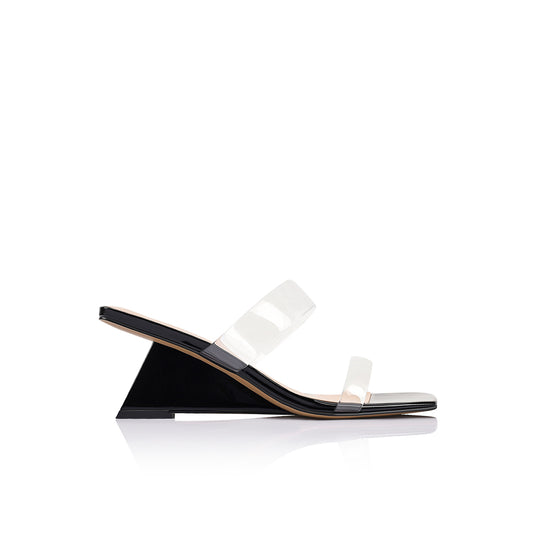 Bambi Wedge Black Patent Leather - Lana Wilkinson