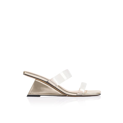 Bambi Wedge Gold Metallic Leather - Lana Wilkinson