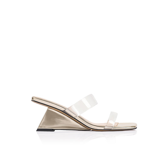 Bambi Wedge Gold Metallic Leather - Lana Wilkinson