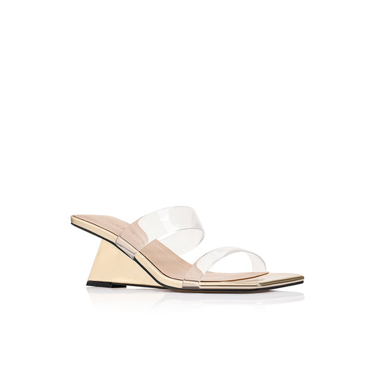 Bambi Wedge Gold Metallic Leather - Lana Wilkinson