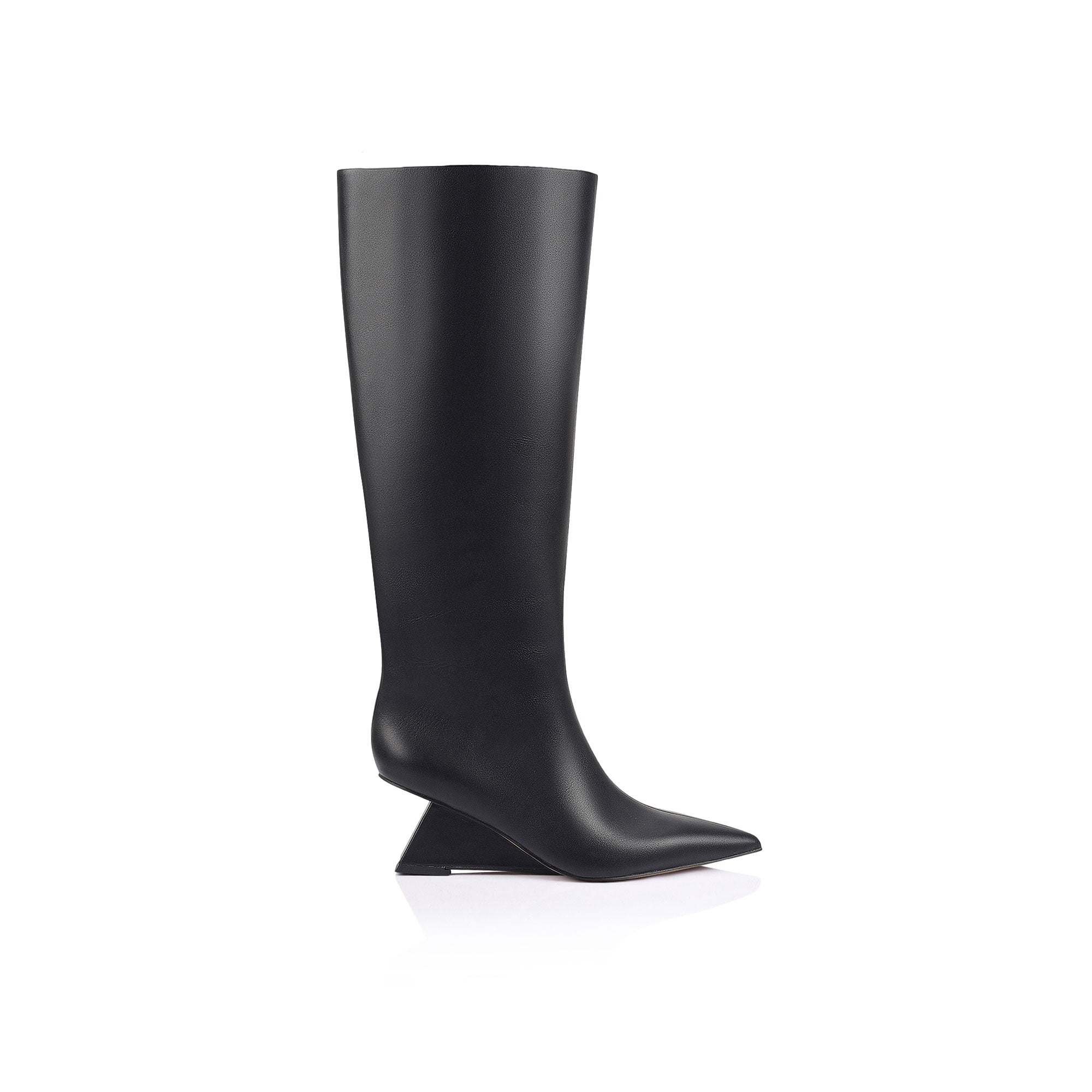 Ben Wedge Knee-High Boot Black Leather