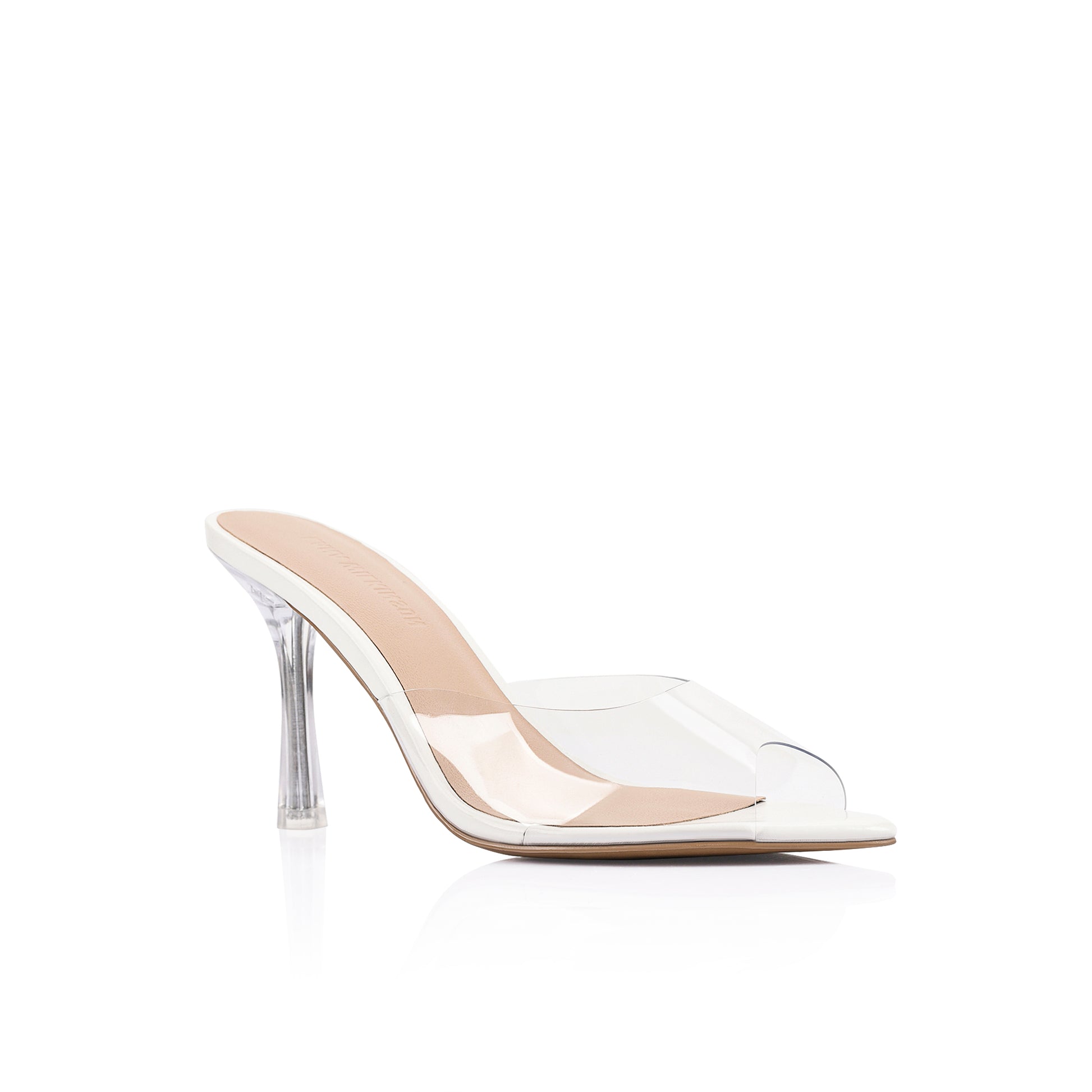 Beth Mule White Hi-Shine Leather & Vinylite - Lana Wilkinson