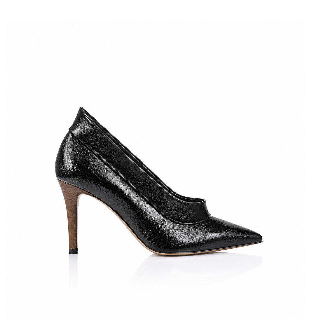 Alexis Boot Black Crinkle Leather - Lana Wilkinson
