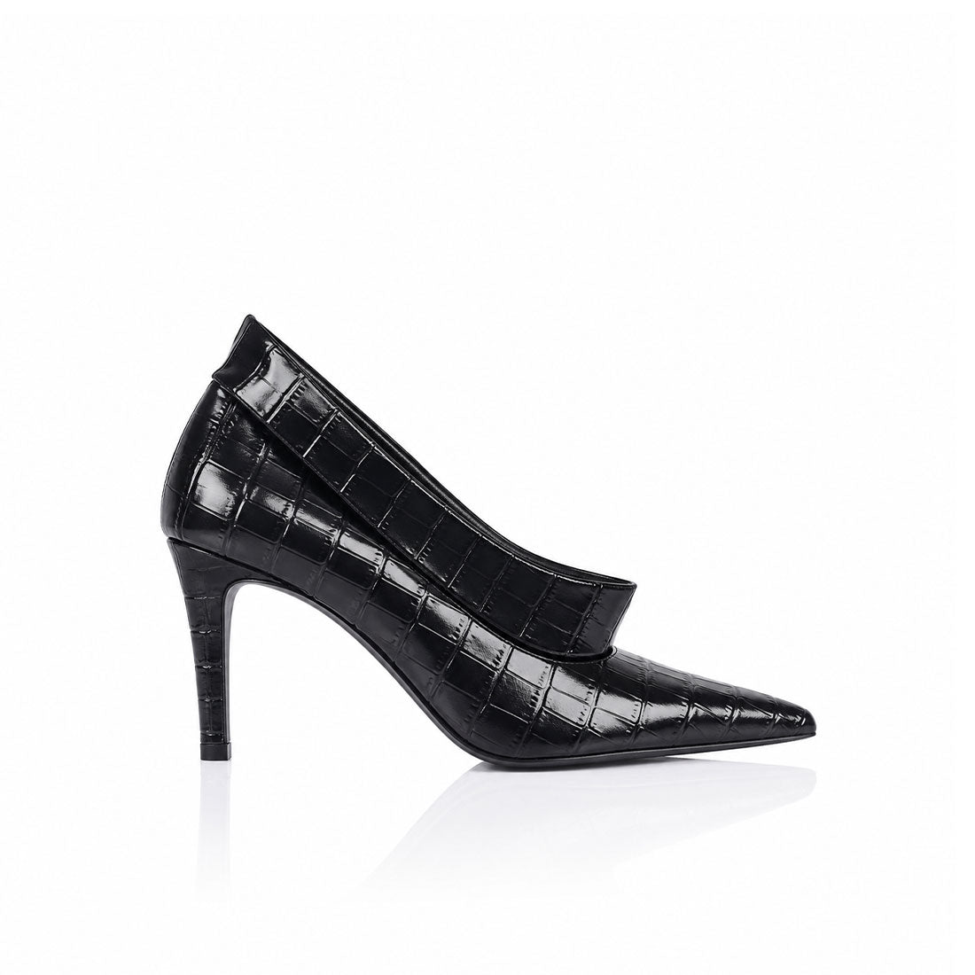Alexis Boot Black Croc-Embossed Leather - Lana Wilkinson