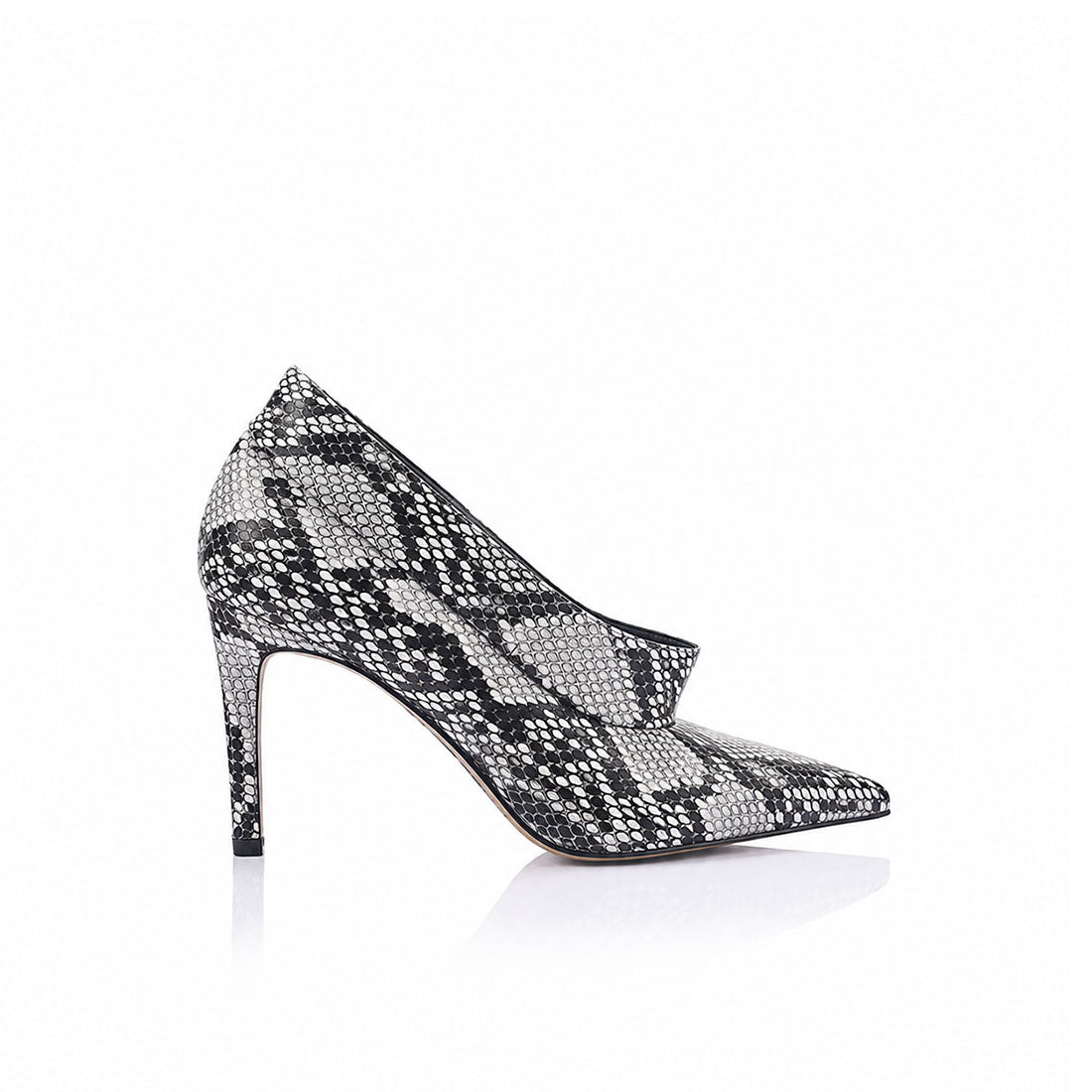 Alexis Boot Black & White Snake Leather - Lana Wilkinson
