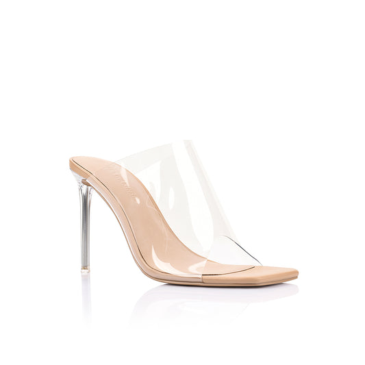 Bridget Mule Vinylite & Beige Leather - Lana Wilkinson