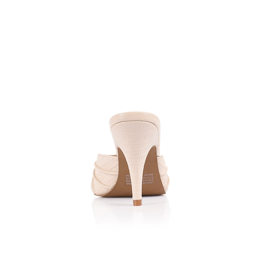 Carrie Mule Ivory Lizard-Embossed Leather - Lana Wilkinson