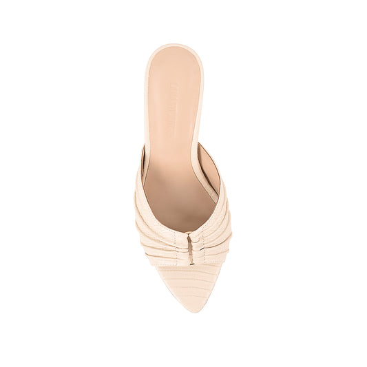 Carrie Mule Ivory Lizard-Embossed Leather - Lana Wilkinson