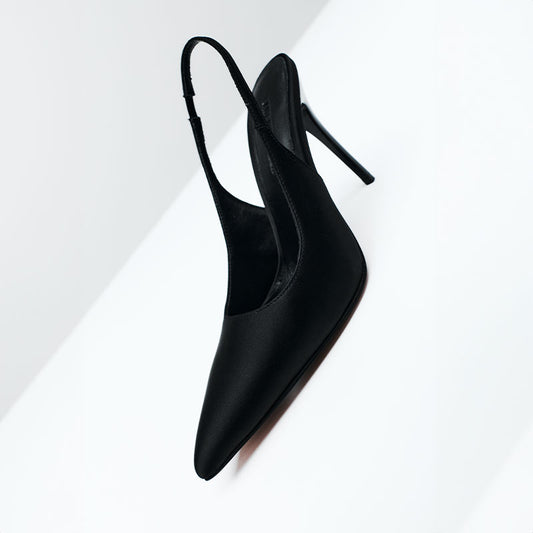 Charlize Pump Black Satin - Lana Wilkinson