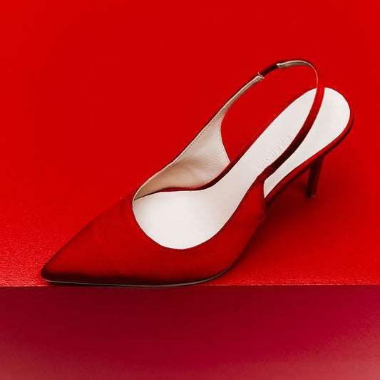 Charlize Pump Red Satin - Lana Wilkinson