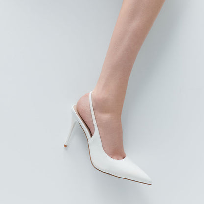 Charlize Pump White High-Shine Leather - Lana Wilkinson