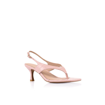Christina Sandal Blush Croc Embossed - Lana Wilkinson