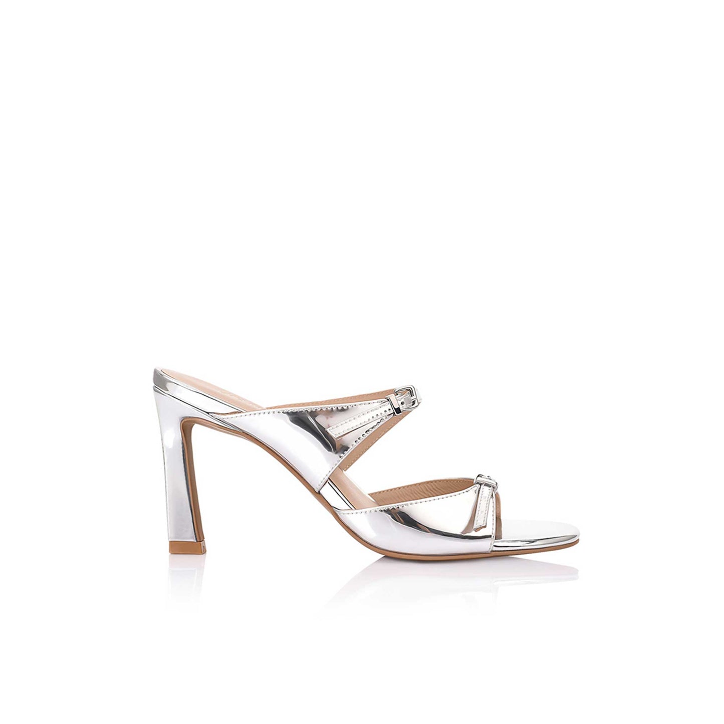 Edie Mule Silver Metallic Leather