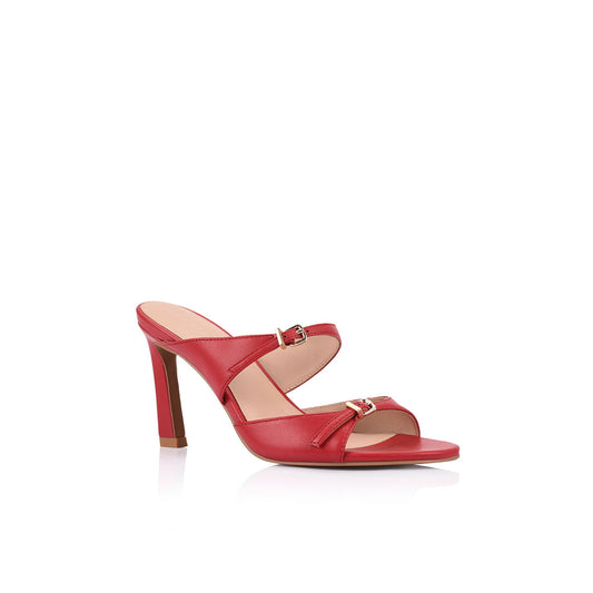 Edie Mule Red Leather - Lana Wilkinson