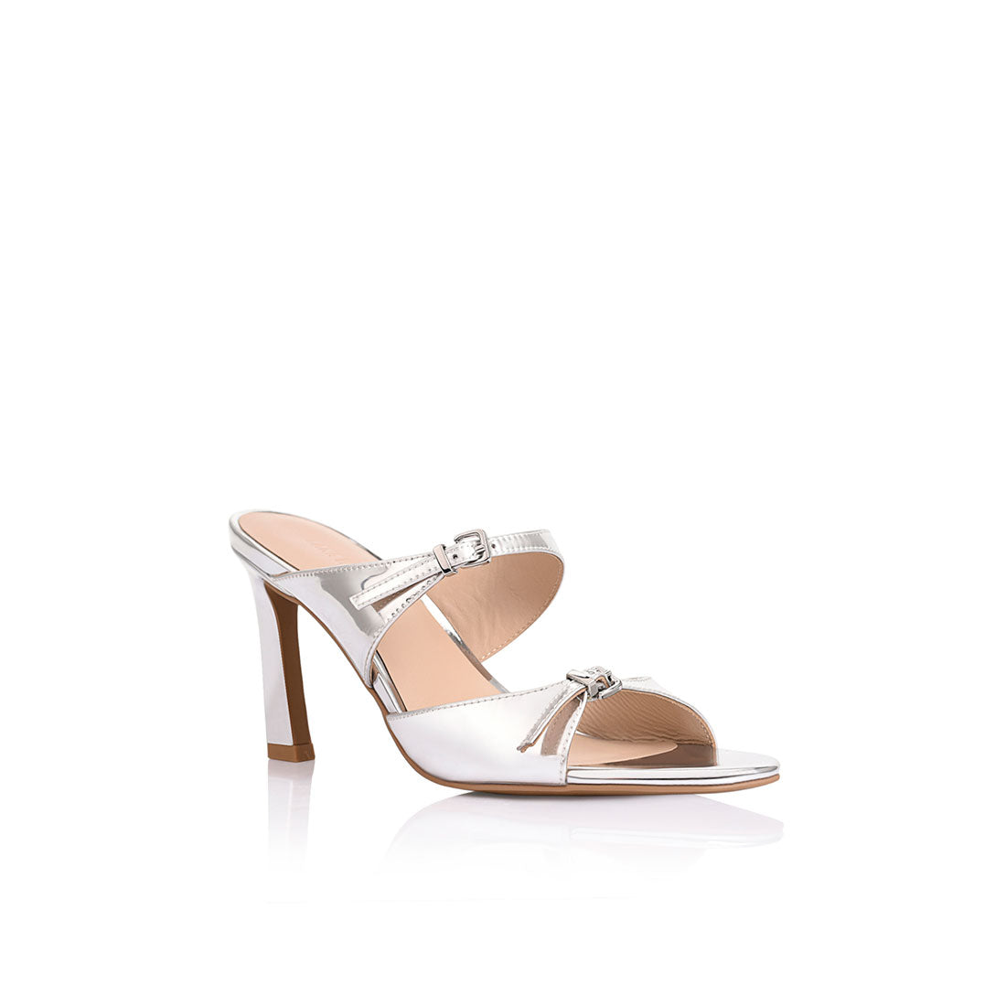 Edie Mule Silver Metallic Leather - Lana Wilkinson