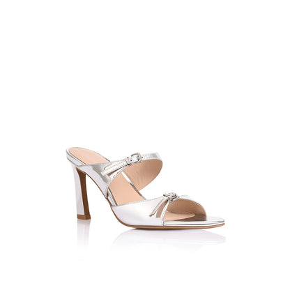 Edie Mule Silver Metallic Leather - Lana Wilkinson