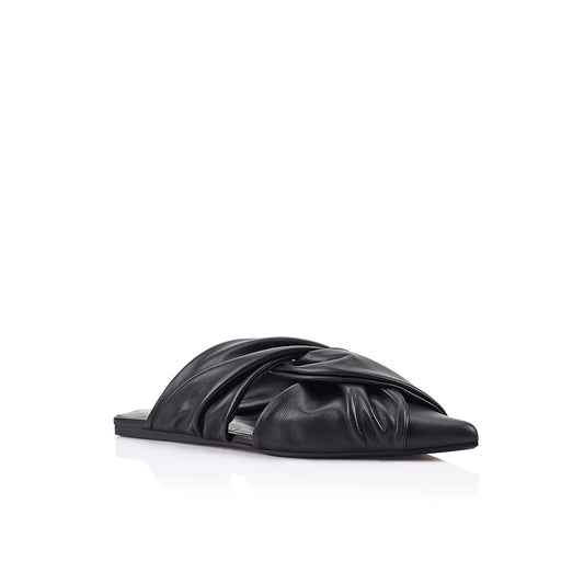 Eva Flat Black Leather - Lana Wilkinson