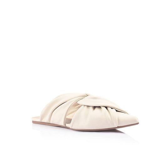 Eva Flat Ivory Leather - Lana Wilkinson