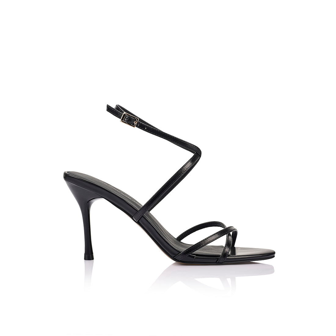 Garcelle Heel Black Leather - Lana Wilkinson
