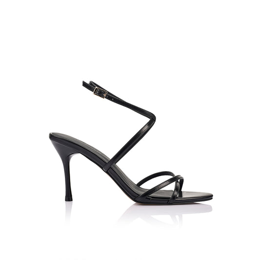 Garcelle Heel Black Leather - Lana Wilkinson