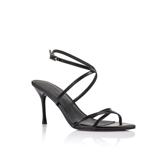 Garcelle Heel Black Leather - Lana Wilkinson