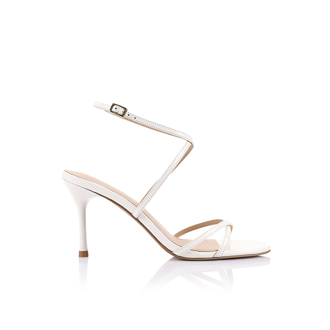 Garcelle Heel White Leather - Lana Wilkinson