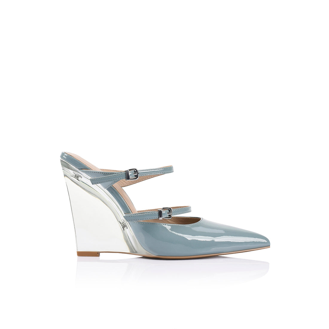 Gwen Wedge Lucite & Mint Patent - Lana Wilkinson Official