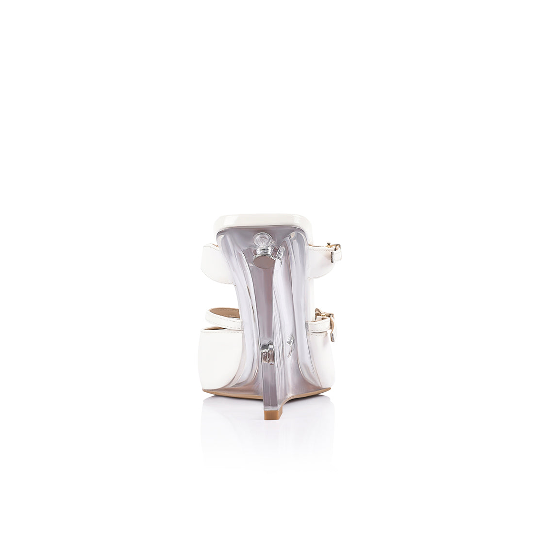 Gwen Wedge Lucite & White Leather - Lana Wilkinson