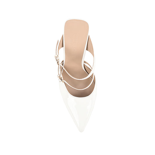 Gwen Wedge Lucite & White Leather - Lana Wilkinson