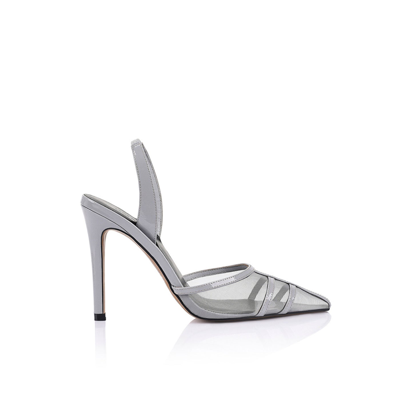 Jade Pump Grey Mesh & Lizard-Embossed Leather - Lana Wilkinson