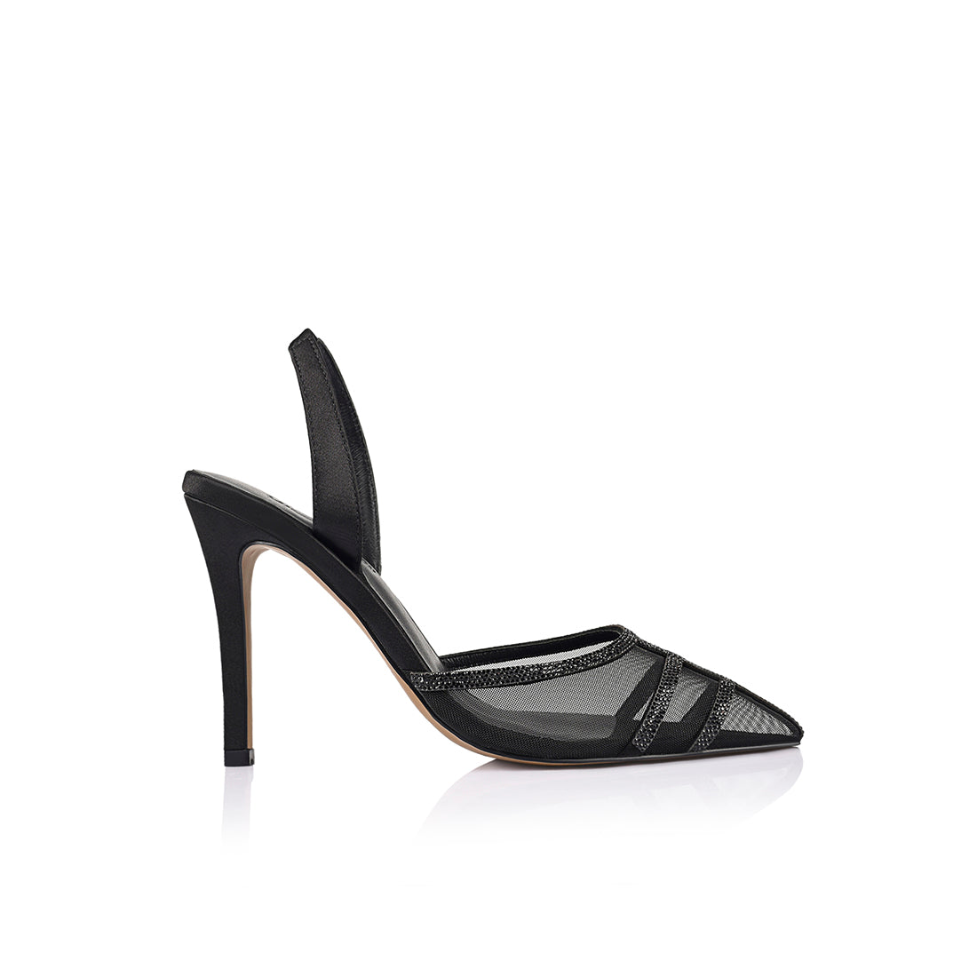 Jade Heel Black Mesh & Satin - Lana Wilkinson