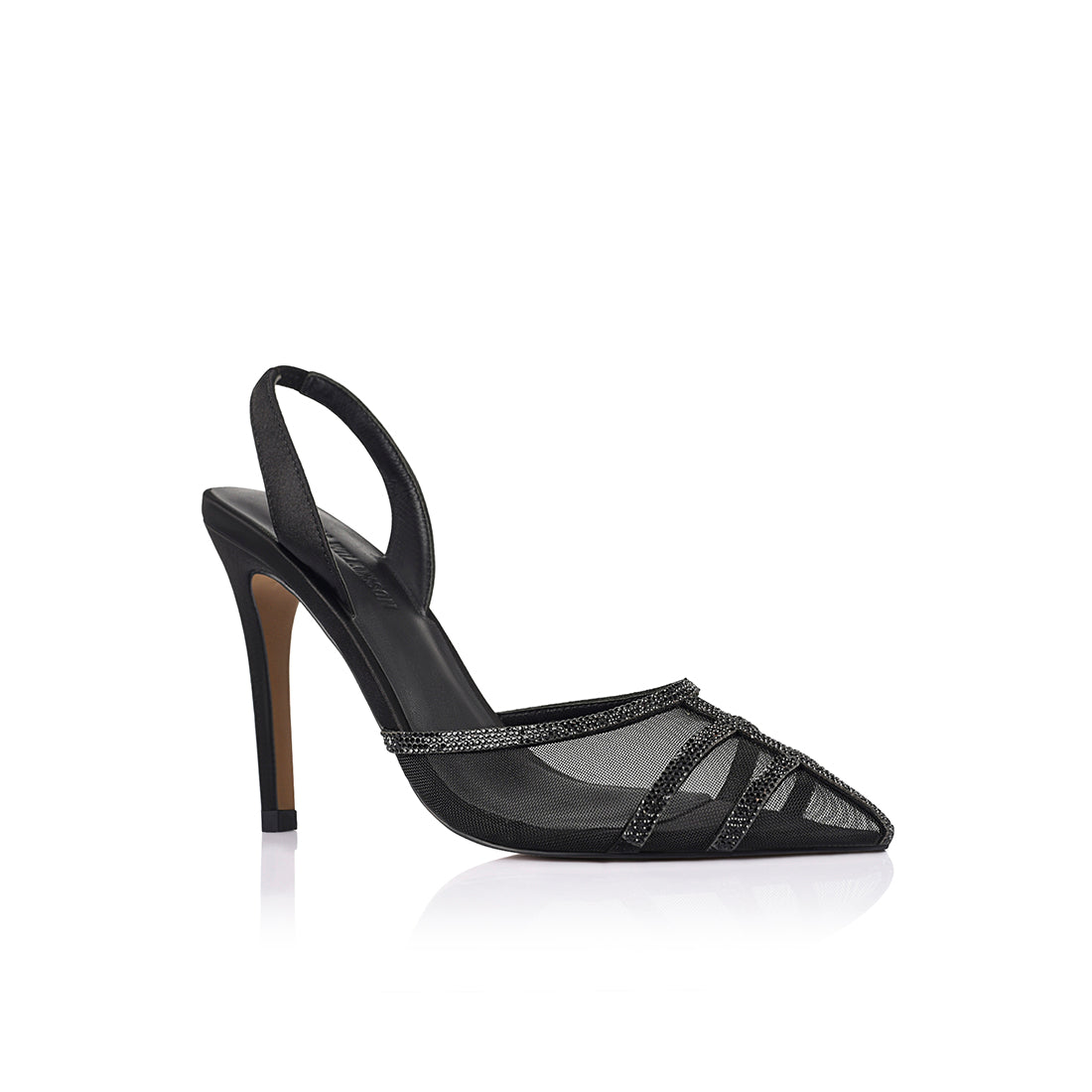 Jade Heel Black Mesh & Satin - Lana Wilkinson