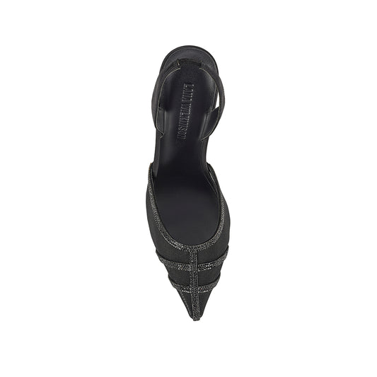 Jade Heel Black Mesh & Satin - Lana Wilkinson
