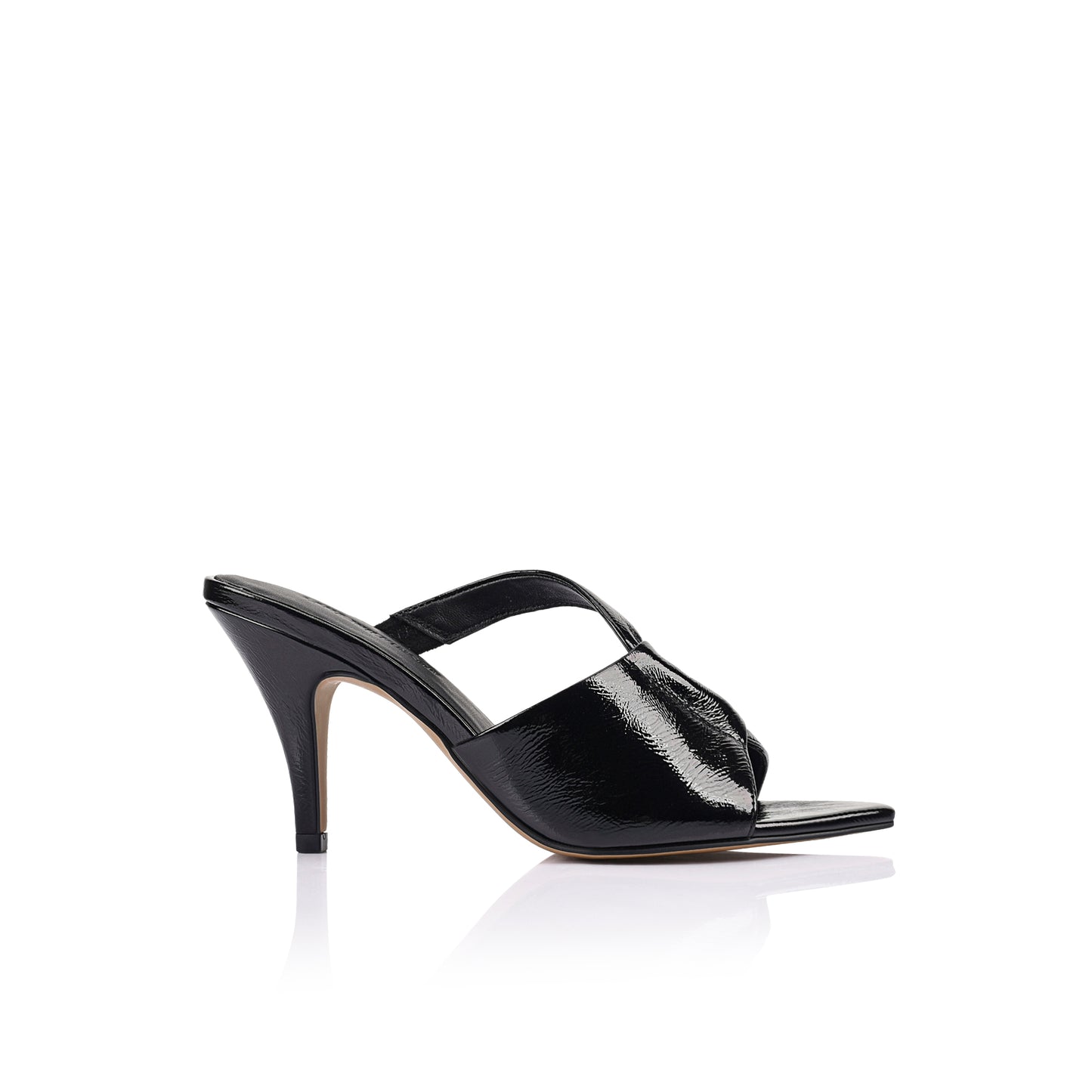 Kelis Sandal Black Crinkle Leather - Lana Wilkinson