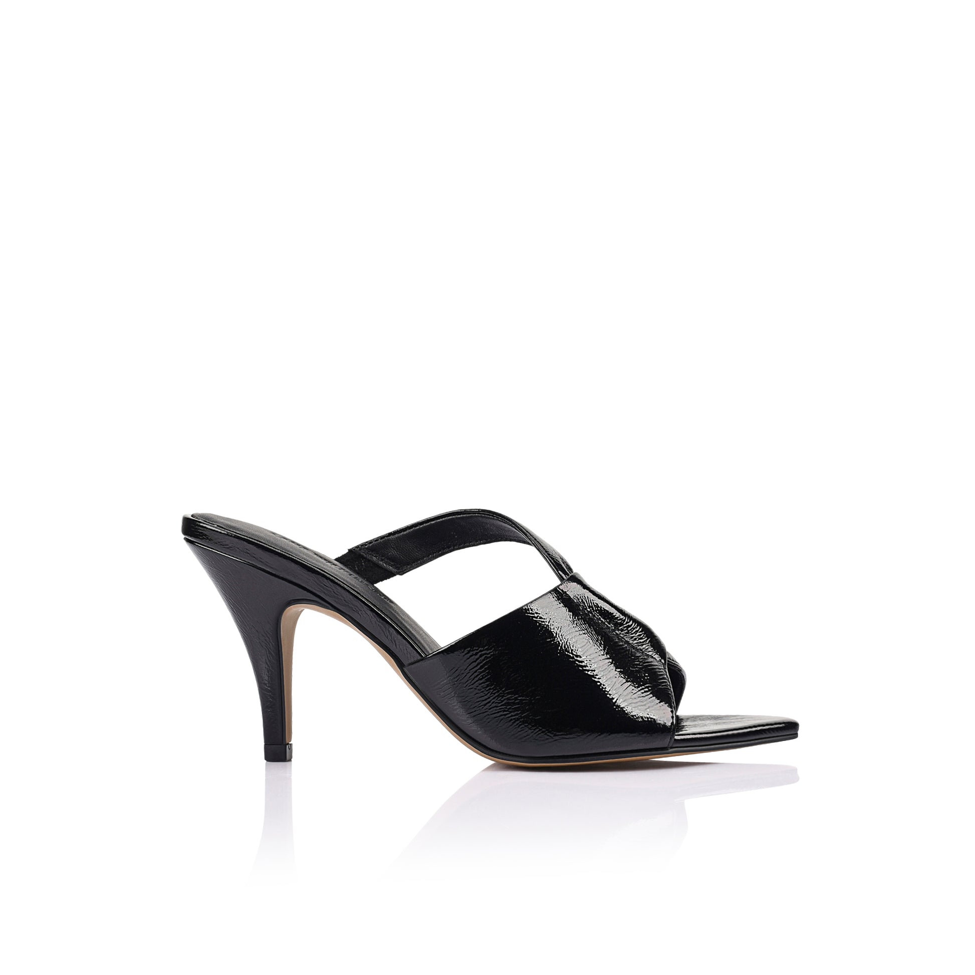 Kelis Sandal Black Crinkle Leather - Lana Wilkinson