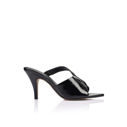 Kelis Sandal Black Crinkle Leather - Lana Wilkinson