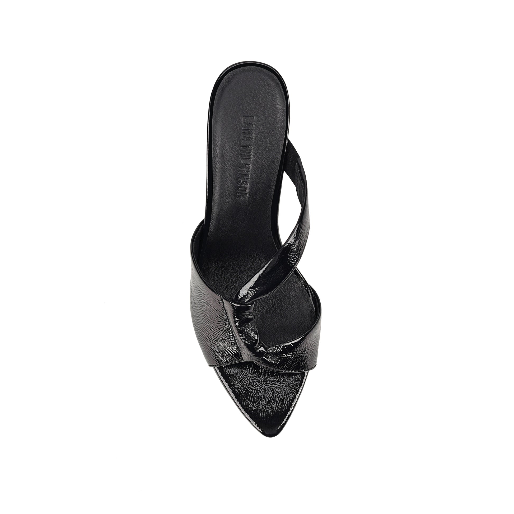 Kelis Sandal Black Crinkle Leather - Lana Wilkinson