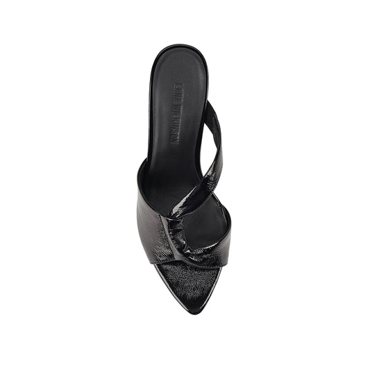 Kelis Sandal Black Crinkle Leather - Lana Wilkinson