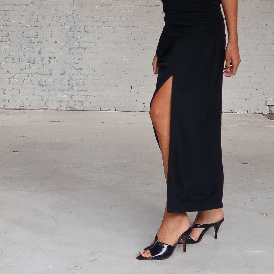 Kelis Sandal Black Crinkle Leather - Lana Wilkinson