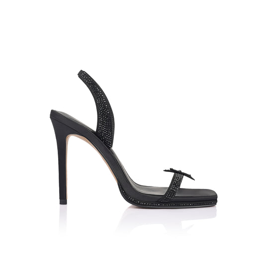 Astrid Heel Black Satin - Lana Wilkinson