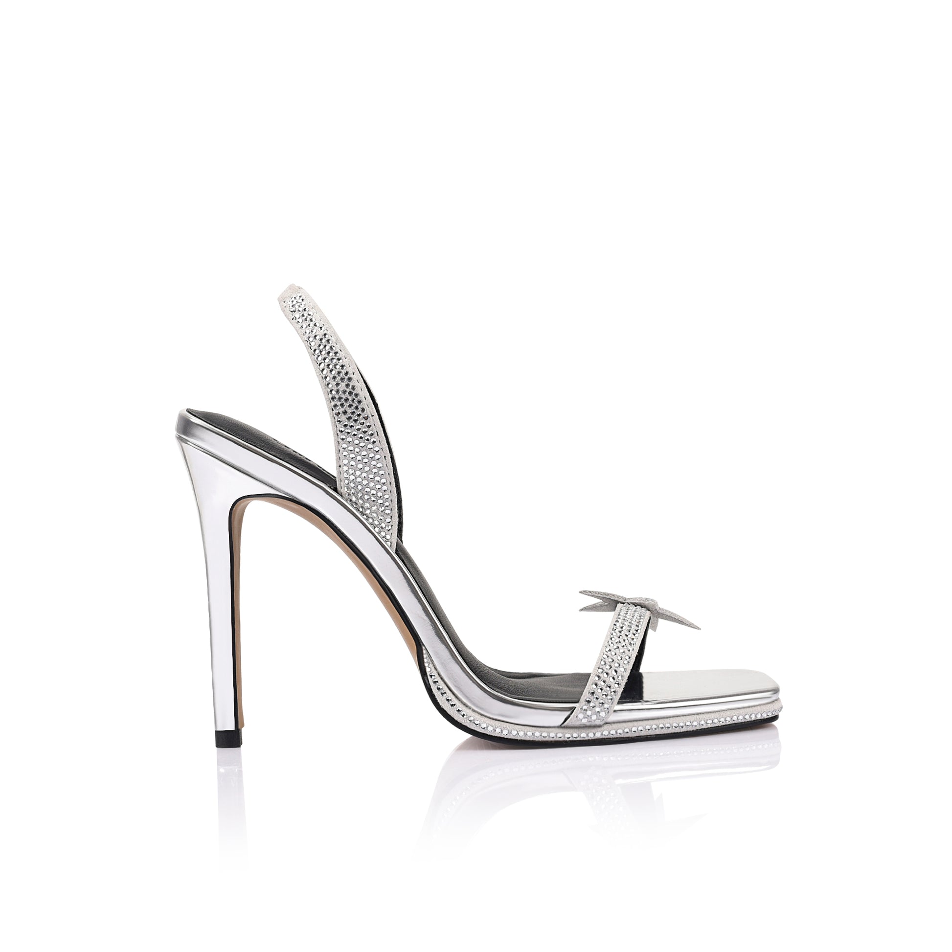 Astrid Heel Silver Patent Leather - Lana Wilkinson