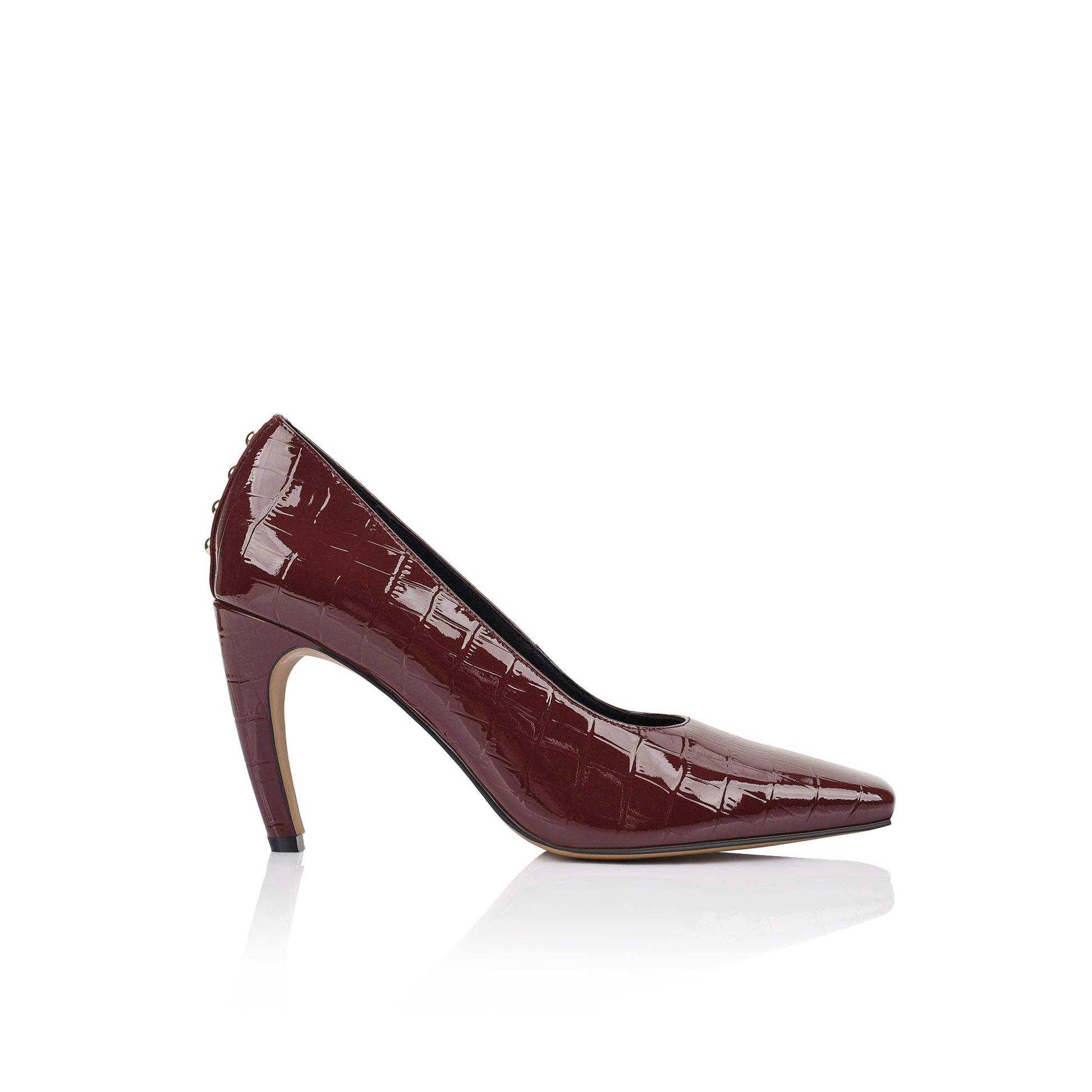 Pearl Pump Cherry Croc Leather - Lana Wilkinson