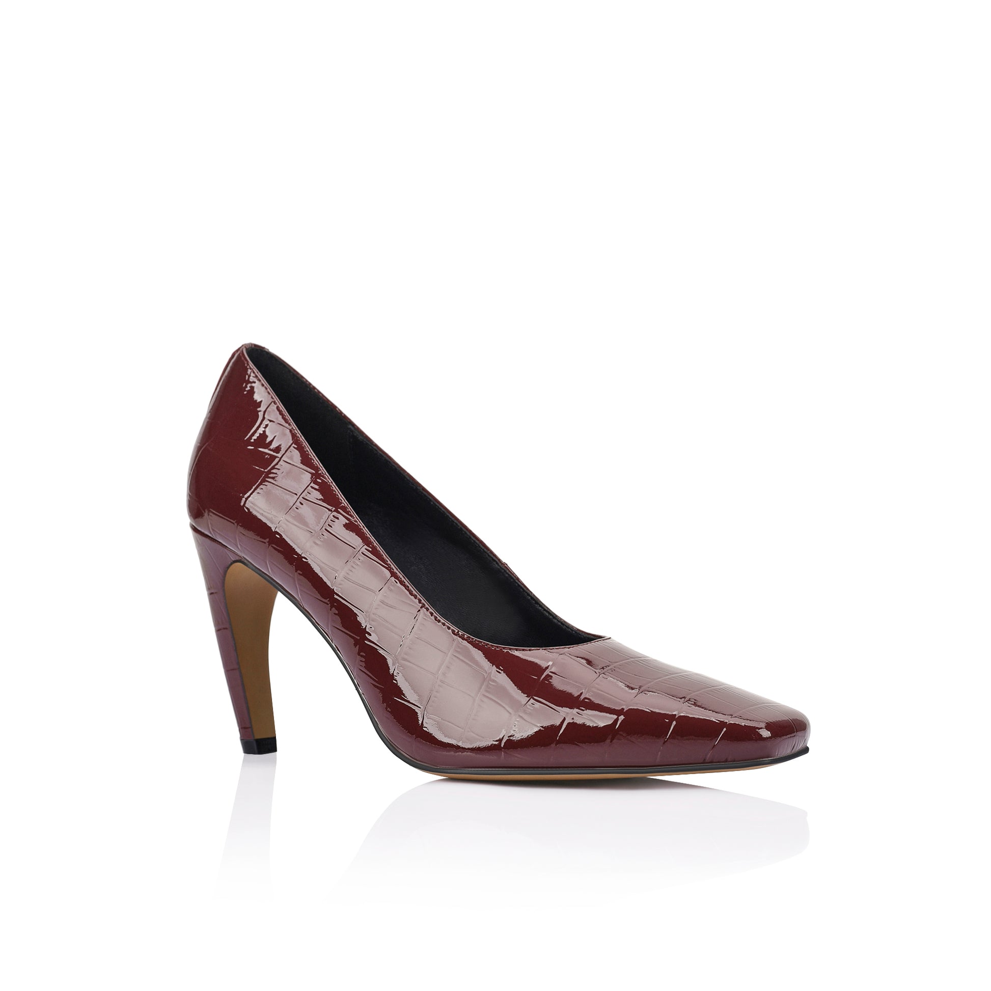 Pearl Pump Cherry Croc Leather - Lana Wilkinson